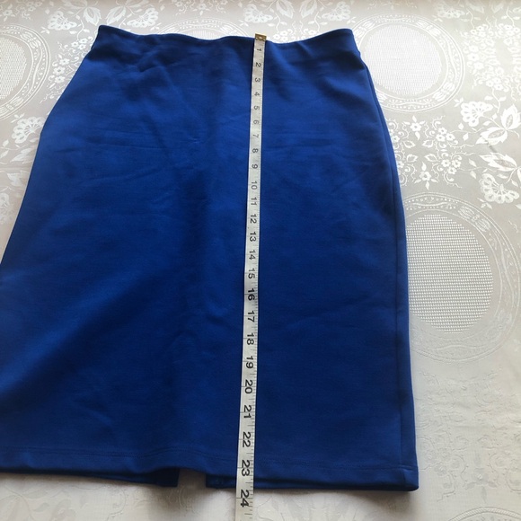 Studio F Royal Blue High-Waisted Elastic Pencil Skirt Back Slip Women’s Size 12 - Picture 11 of 16
